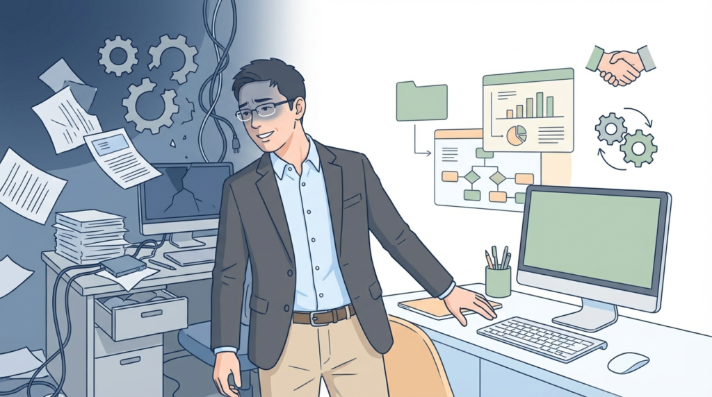 所長が現場から抜けられる事務所をつくる3ステップの図解