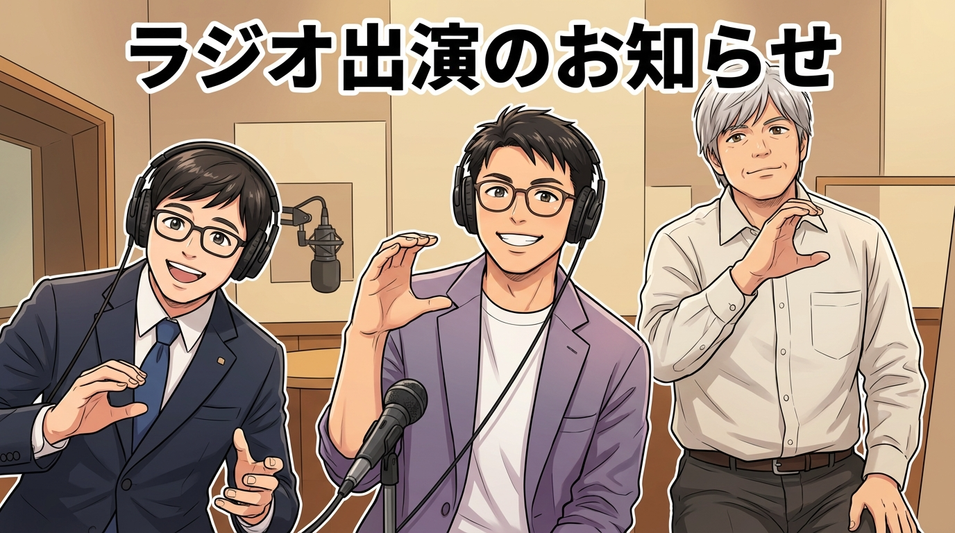 大須賀代表ラジオ番組出演イラスト