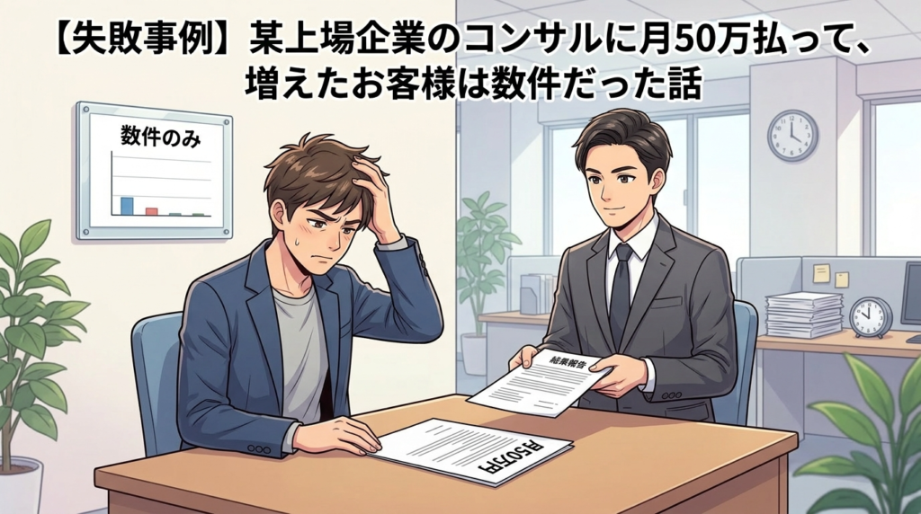 コンサルへの投資で失敗した事例のイラスト