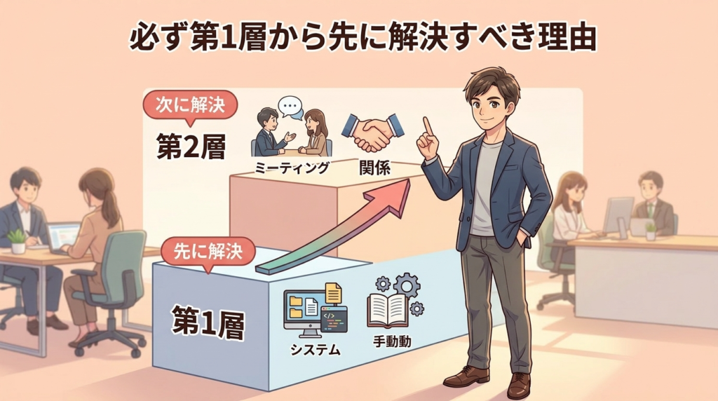 第1層から先に解決すべき理由のイラスト