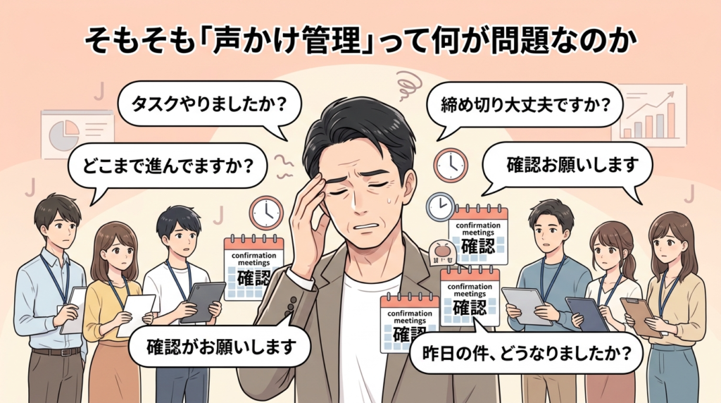 声かけ管理の問題点を示すイラスト