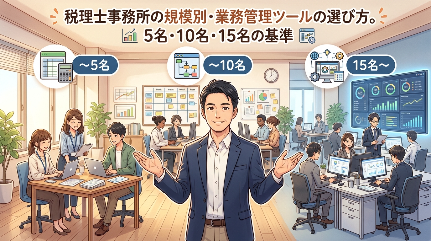 税理士事務所の規模別業務管理ツール選び方ヒーロー画像