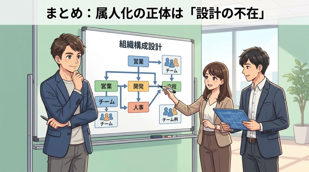 属人化の正体は設計の不在というまとめイラスト