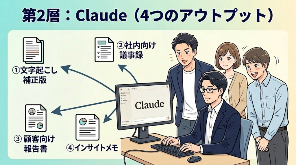 Claudeによる4つのアウトプットを示す図解