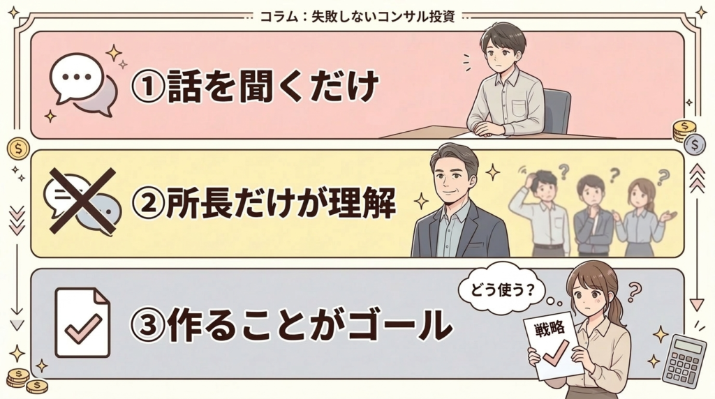 投資しても変わらなかった事務所に共通する3パターンのイラスト