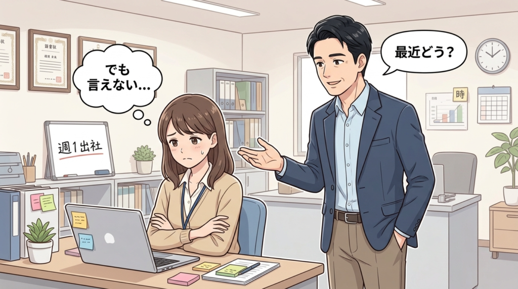 職員のメンタル不調を引き起こす3つの構造のイラスト