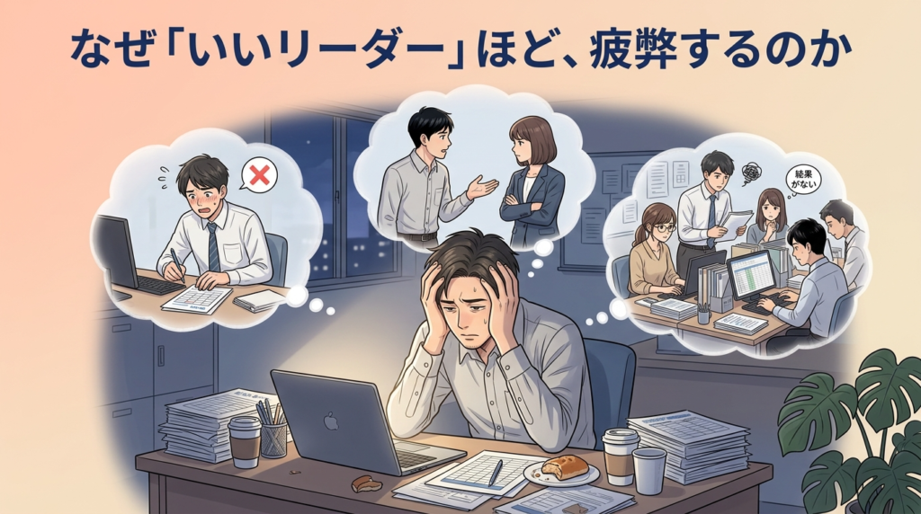 会計事務所の優秀なリーダーほど疲弊する構造のイラスト