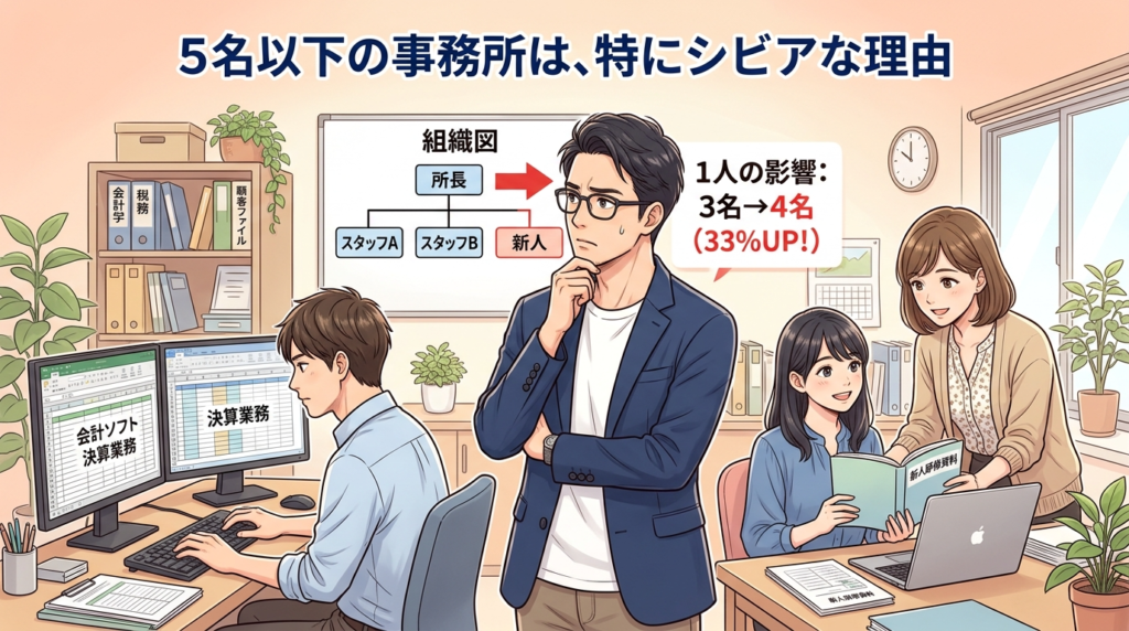 5名以下の小規模会計事務所が直面するリスクのイラスト