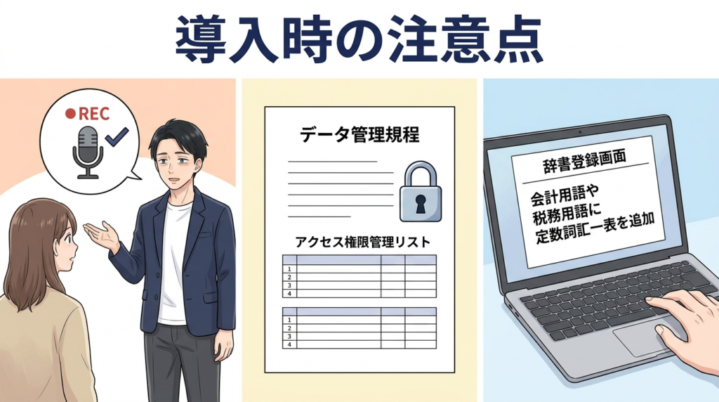 文字起こしツール導入時の注意点のイラスト