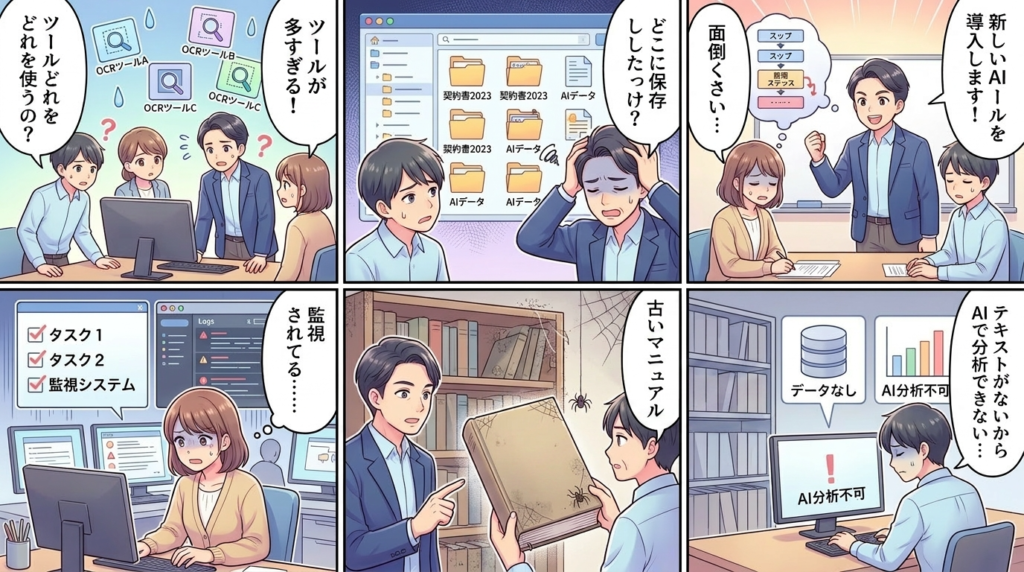 AI導入したのに誰も使っていない会計事務所のあるあるイラスト